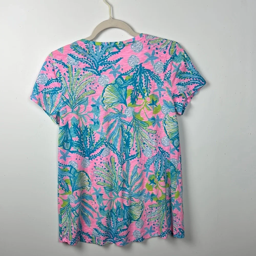 Lilly Pulitzer Pink&Blue NWT V neck Tee - Picture 8 of 9